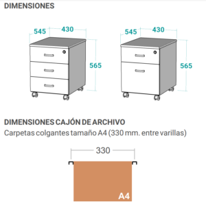 cajonera oficina eco-medidas