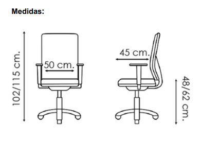 medidas silla oficina ergonómica