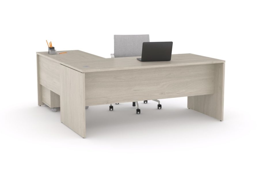 escritorio esquinero panel roble oasis